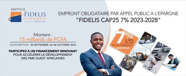  Emprunt obligataire : la première cotation « Fidelis Finance Cap25 7,00% 2023-2028» prévu pour le 11 mars prochain 